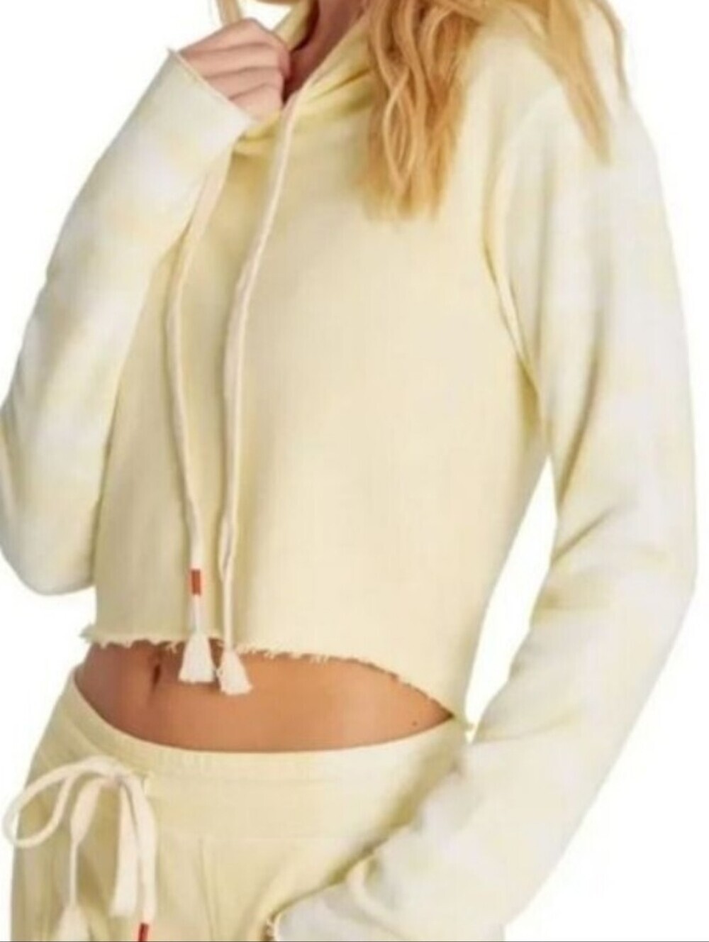 Wildfox Broken Dreams Cropped Hoodie Lemon Meringue Tie Dye Yellow